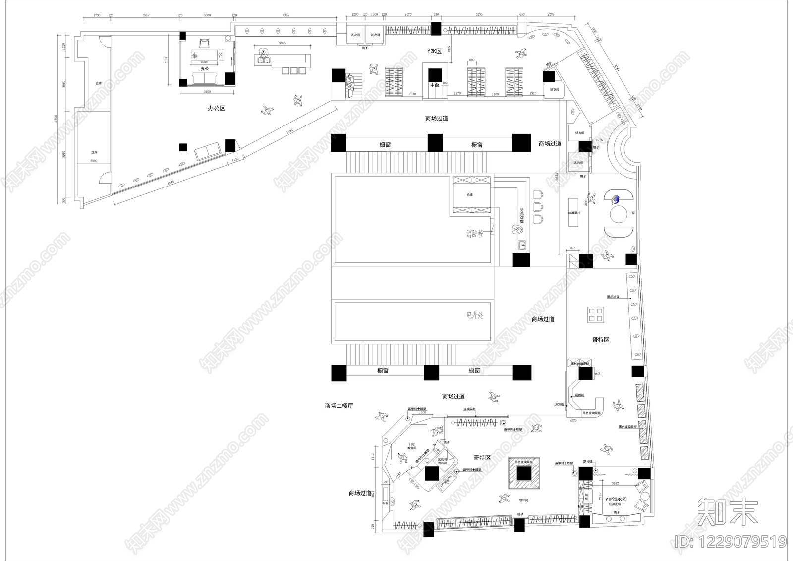 服装店cad施工图下载【ID:1229079519】