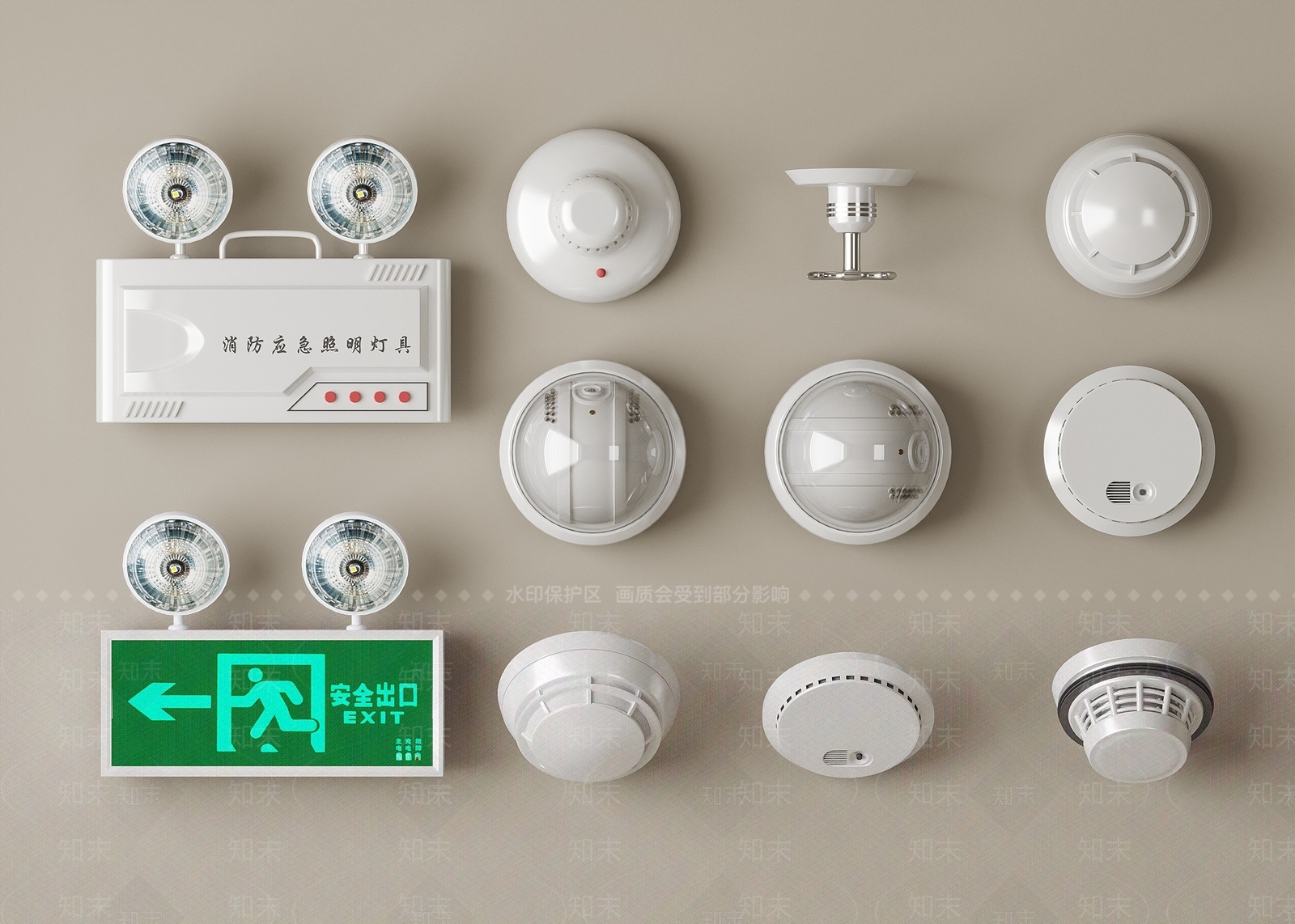 现代安全设施3D模型渲染效果图