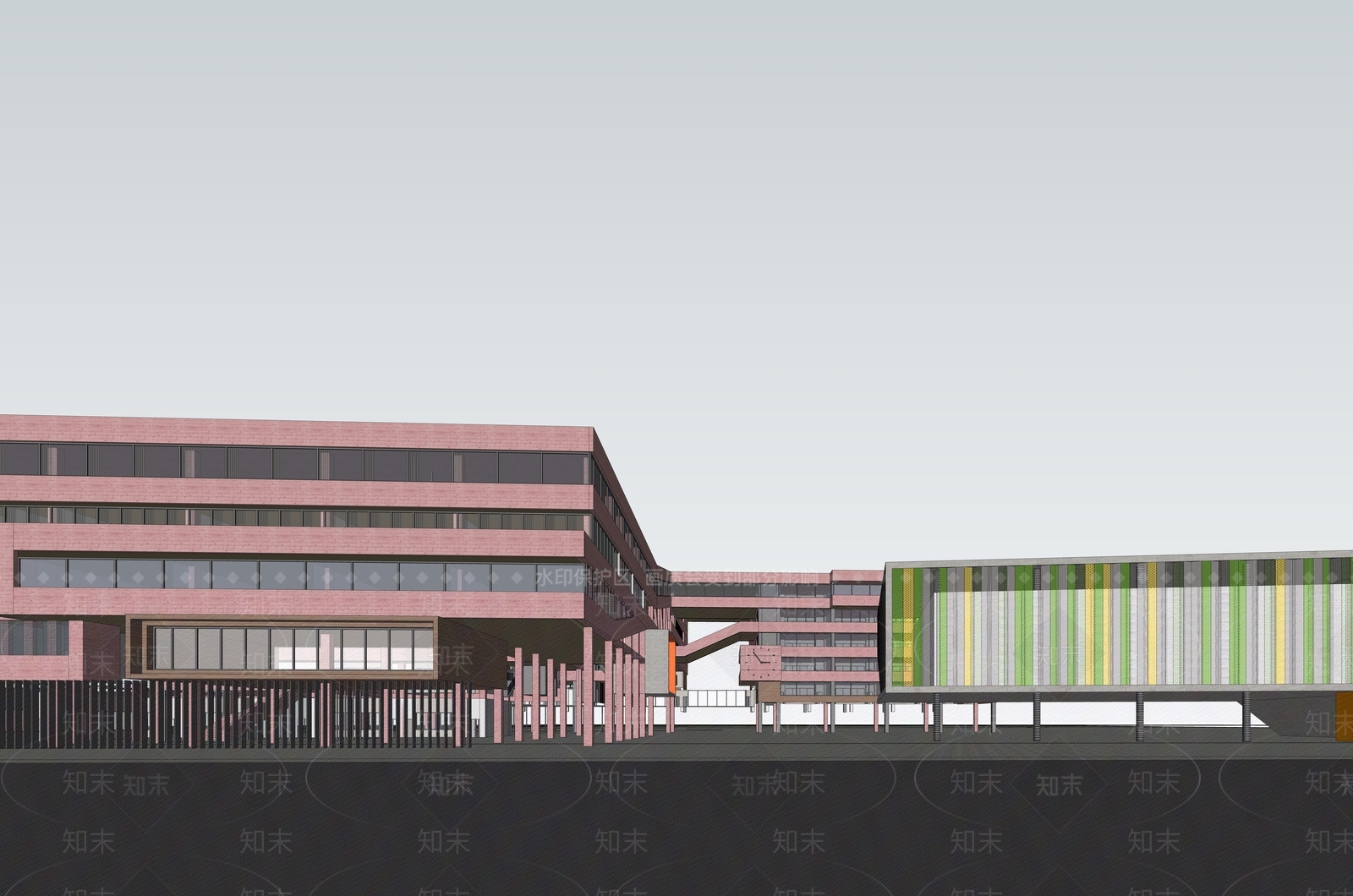 现代主义学校建筑SU模型下载【ID:1229085052】