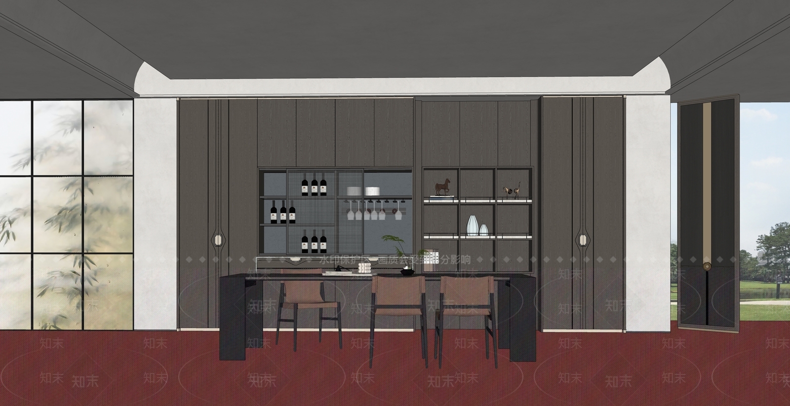 新中式别墅餐厅SU模型下载【ID:1229087624】