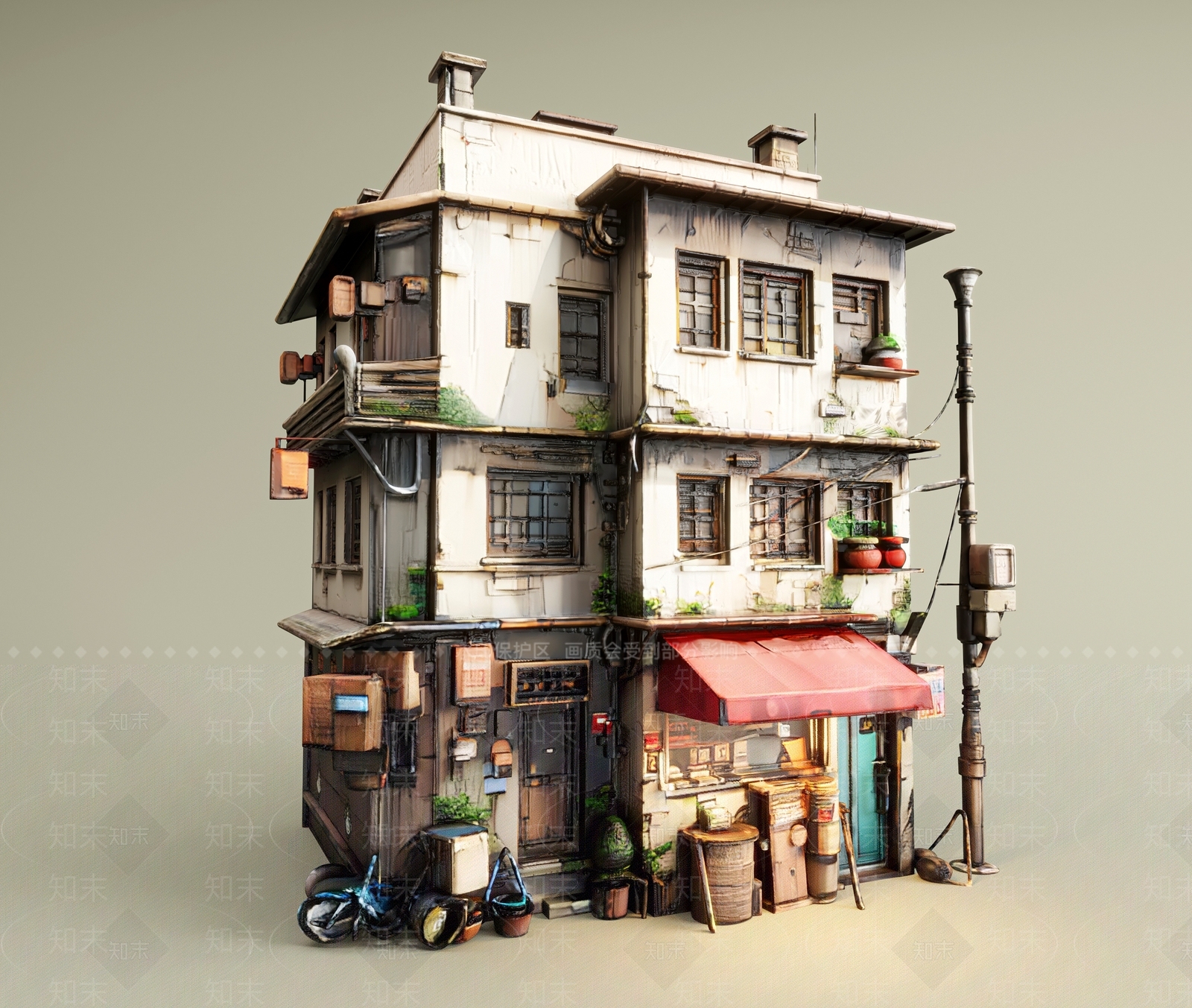复古低层公寓3D模型下载【ID:1229088125】
