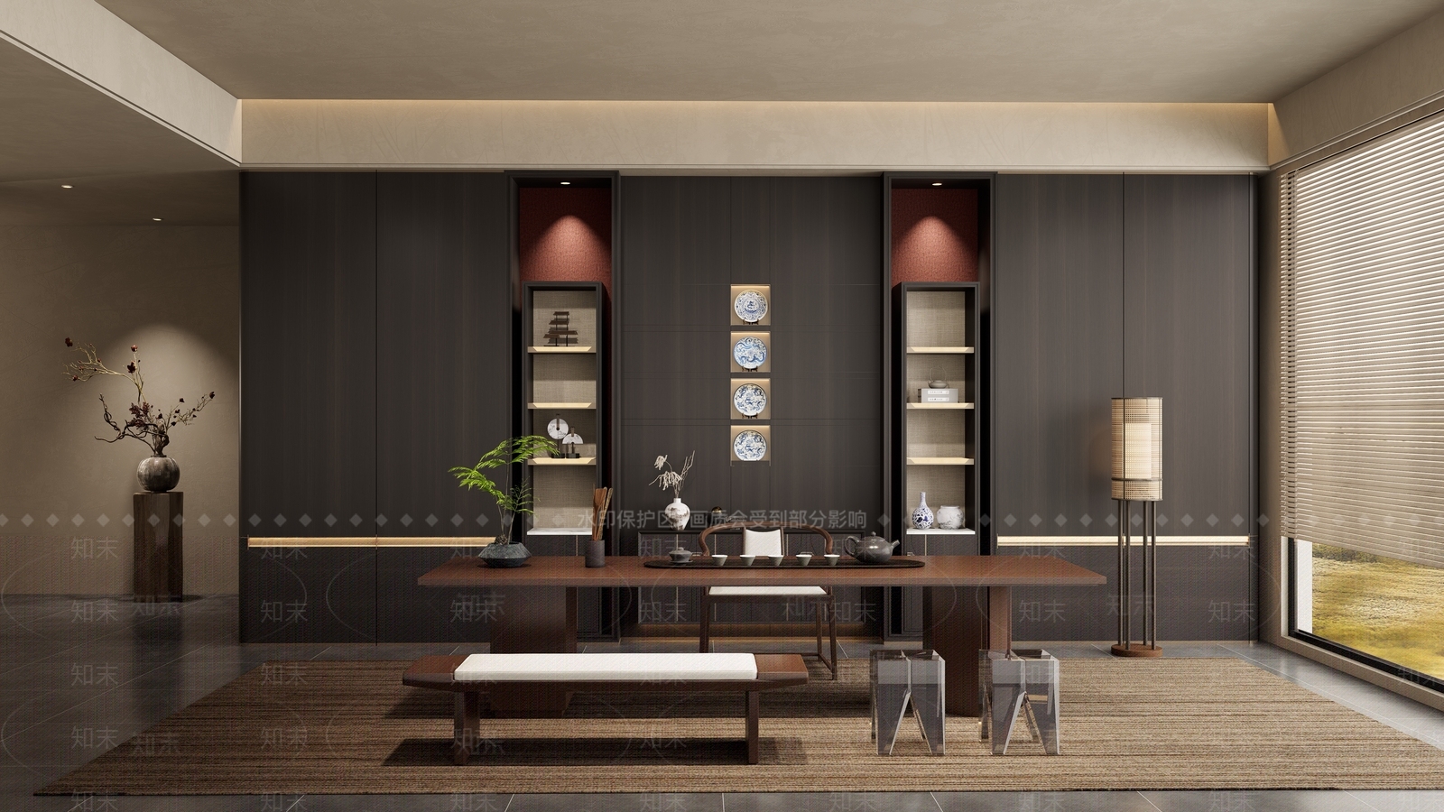 新中式茶室SU模型下载【ID:1229088636】