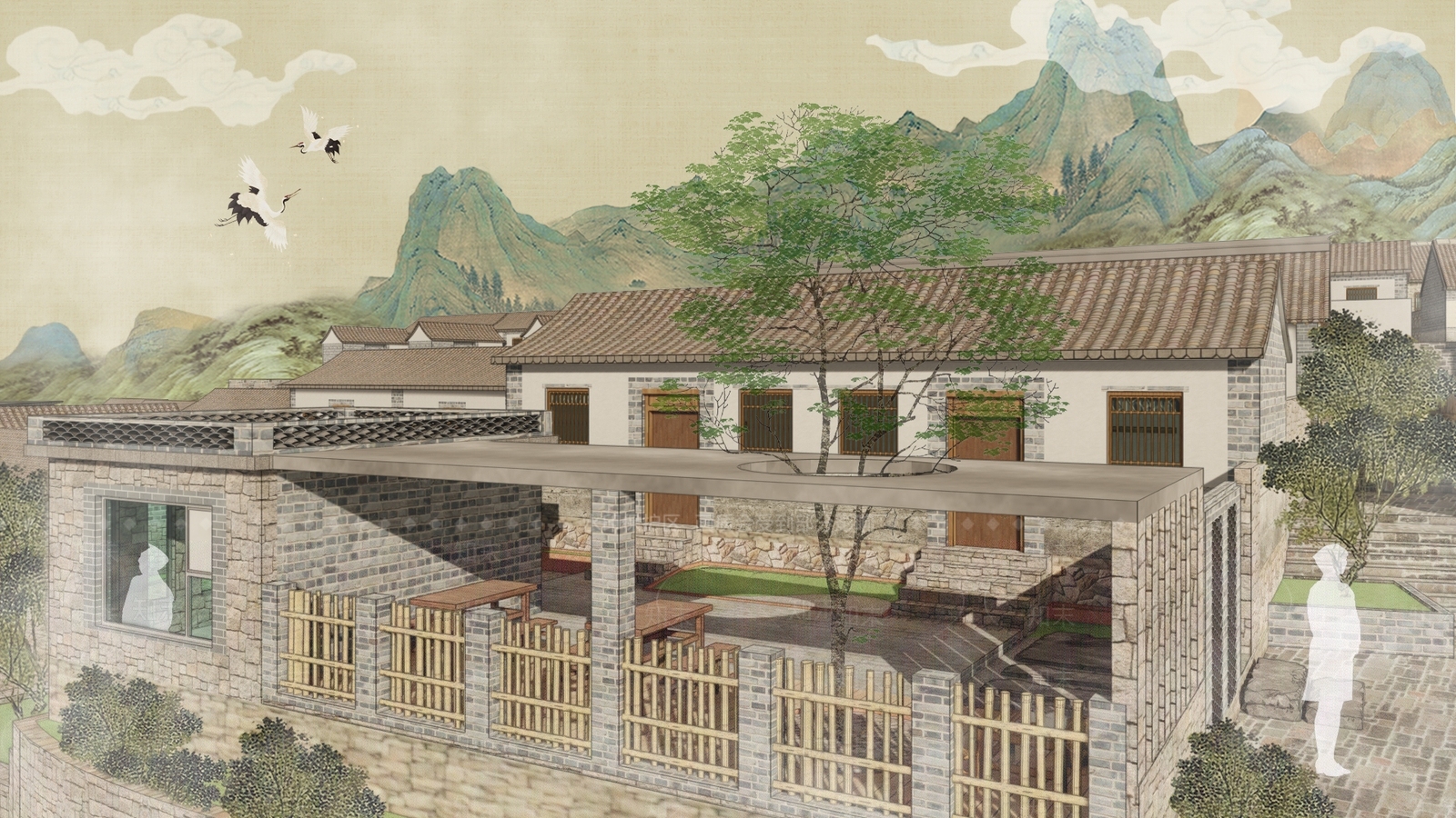 新中式乡村民房SU模型下载【ID:1229105734】