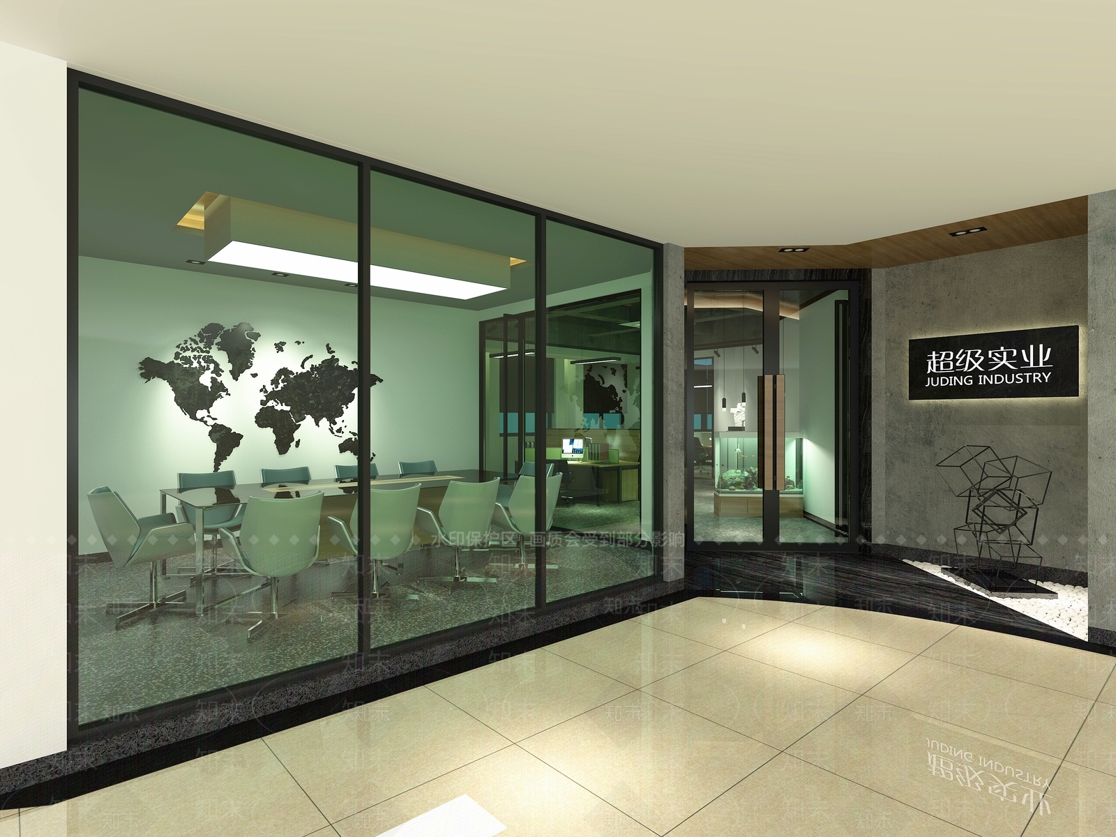 现代简约办公大厅3D模型下载【ID:1229108438】