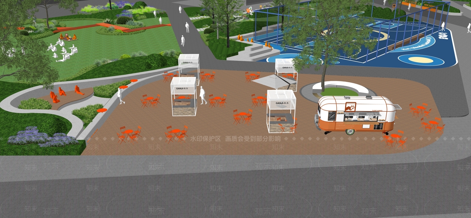 现代主义商业综合体景观SU模型下载【ID:1229111318】