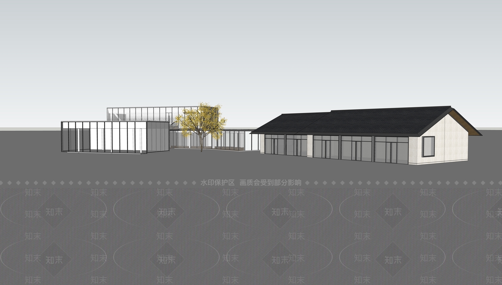 现代主义小公建SU模型下载【ID:1229117718】