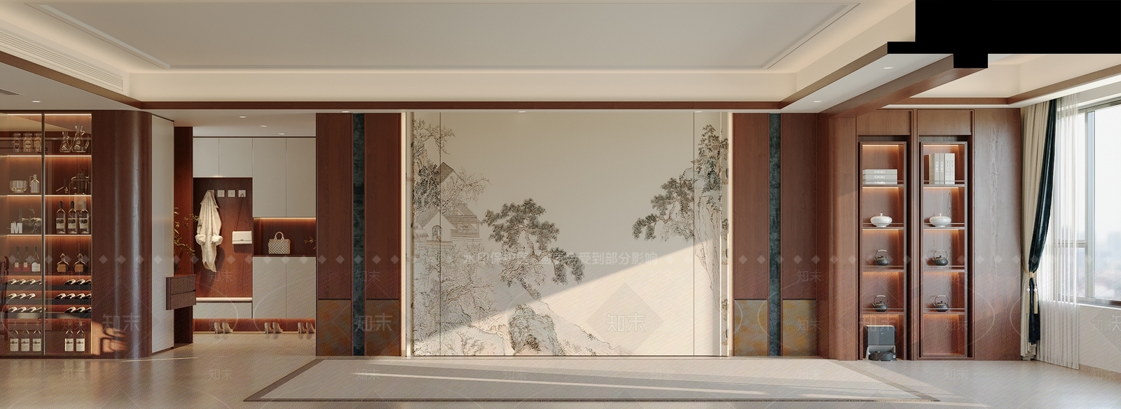 新中式沙发背景墙3D模型下载【ID:1229118597】