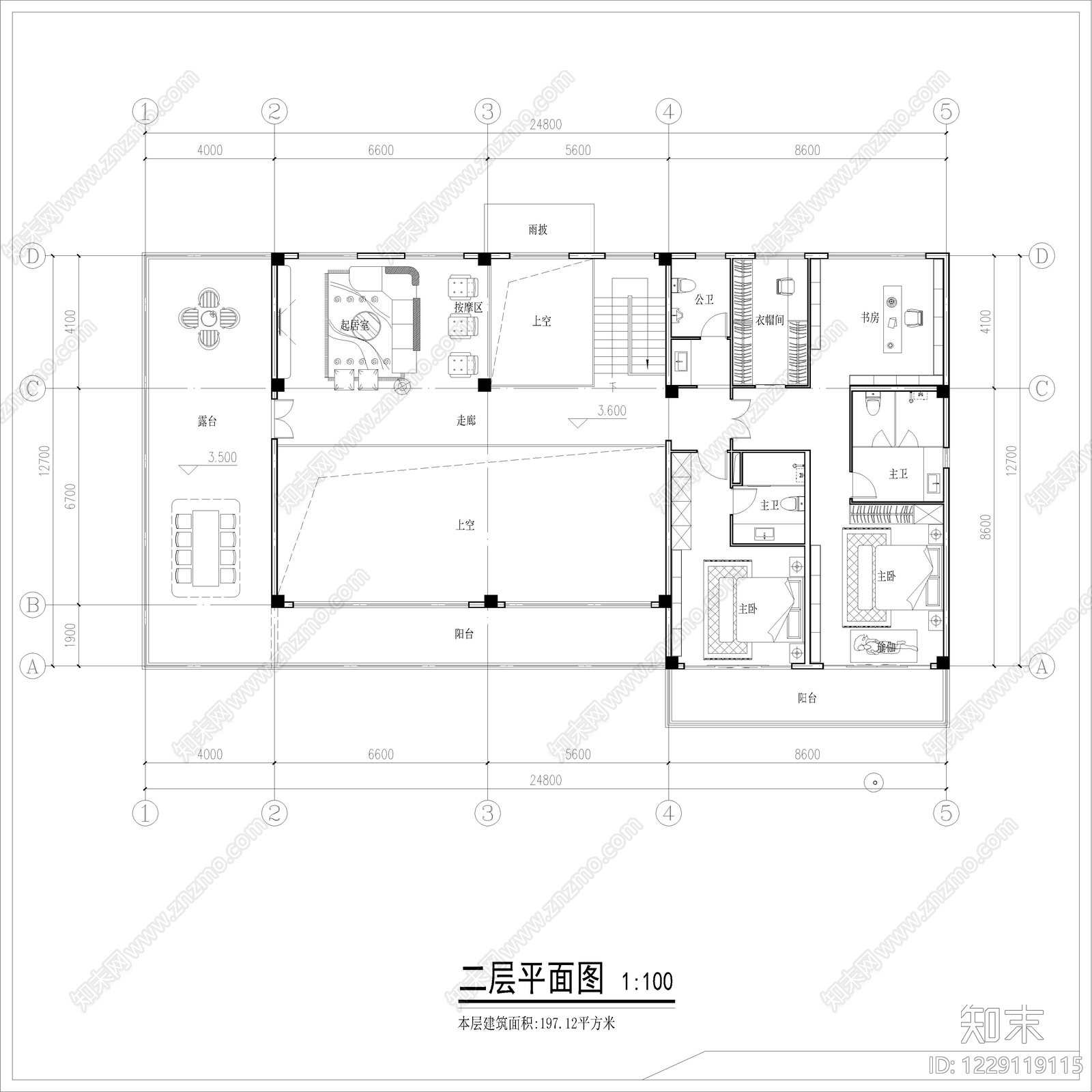 别墅建筑cad施工图下载【ID:1229119115】