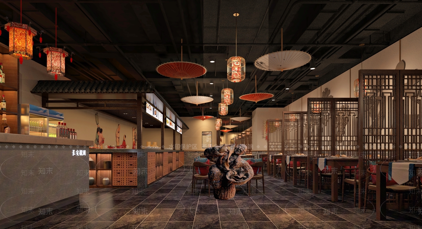 中式中餐厅3D模型下载【ID:1229120167】