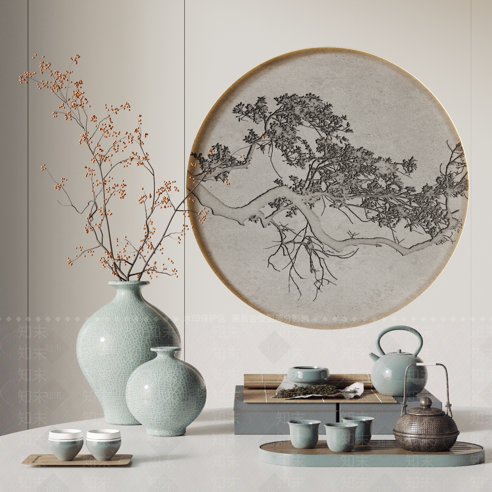 新中式落地摆件3D模型下载【ID:1229120893】