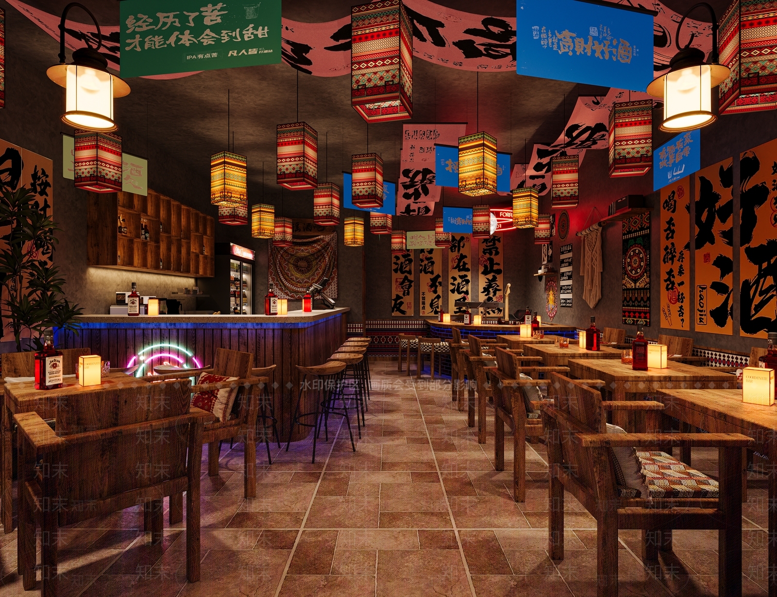 复古工业风酒馆3D模型下载【ID:1229124037】