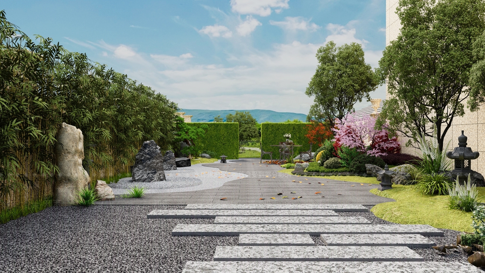 新中式景观庭院3D模型下载【ID:1229125229】