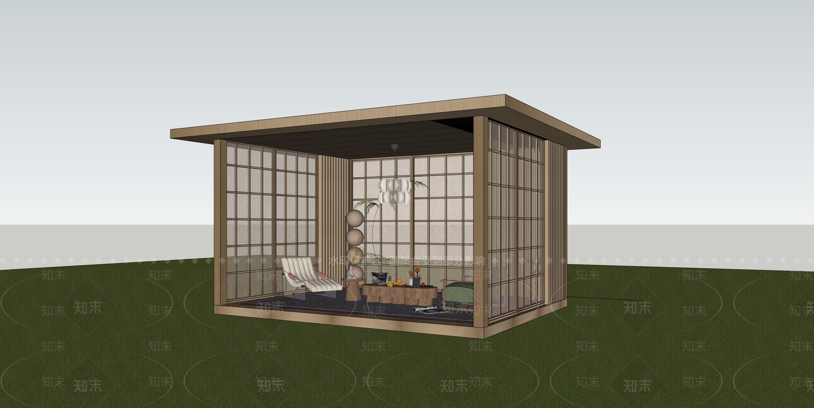 日式亭子SU模型下载【ID:1229126594】