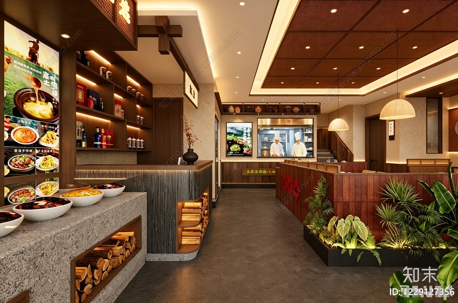 中餐厅cad施工图下载【ID:1229127356】