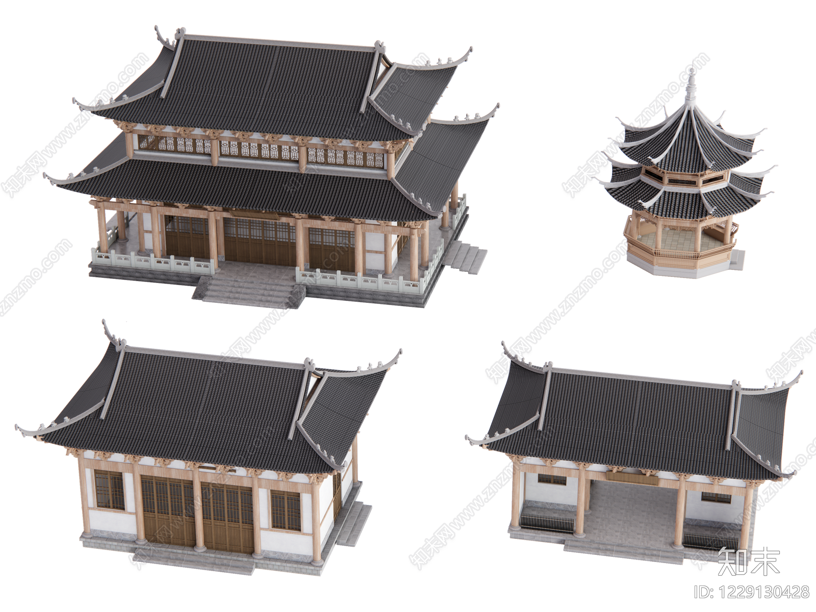 中式古建古建筑SU模型下载【ID:1229130428】