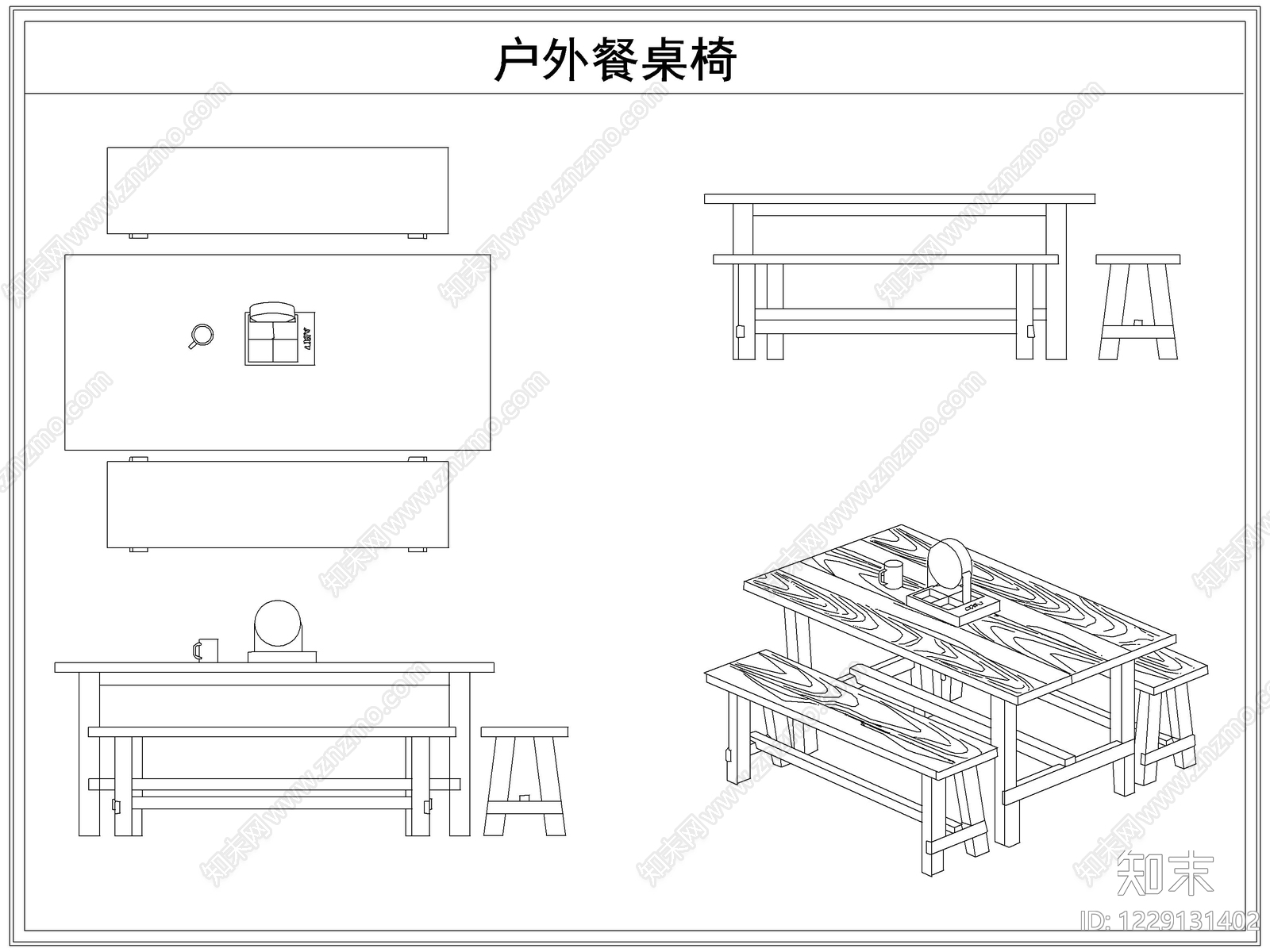 桌椅cad施工图下载【ID:1229131402】