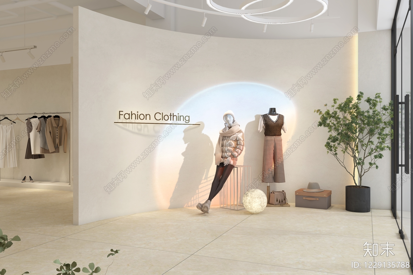 奶油风服装店3D模型下载【ID:1229135788】