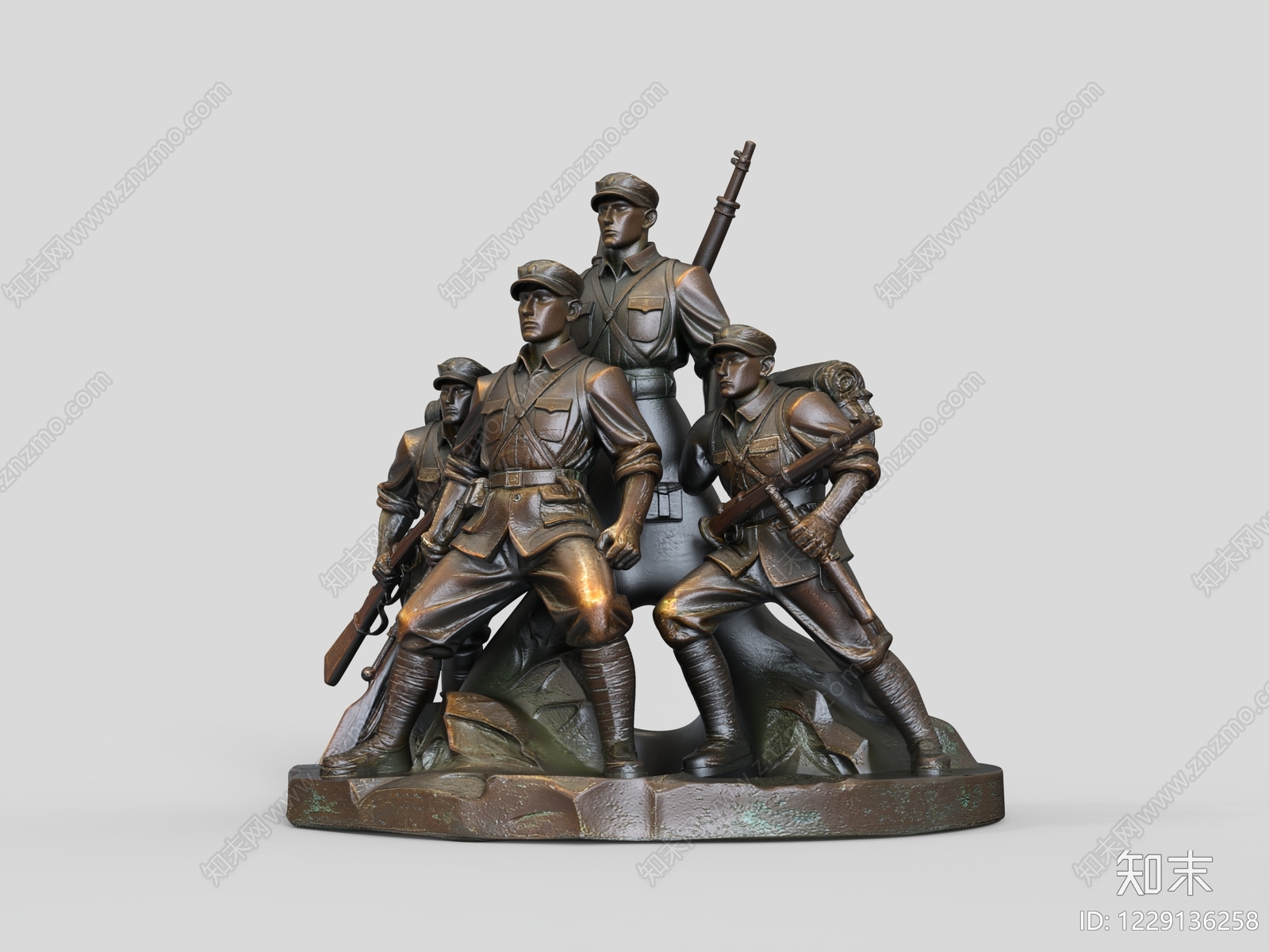 中式雕塑摆件3D模型下载【ID:1229136258】