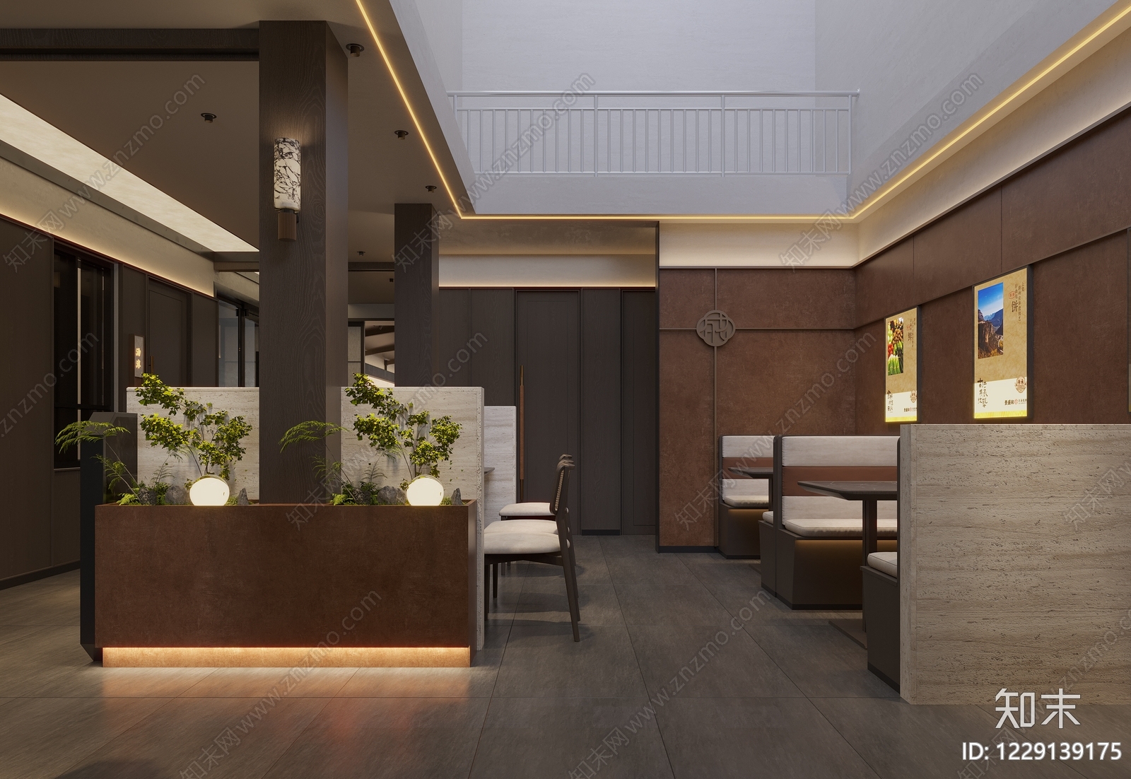 新中式中餐厅3D模型下载【ID:1229139175】