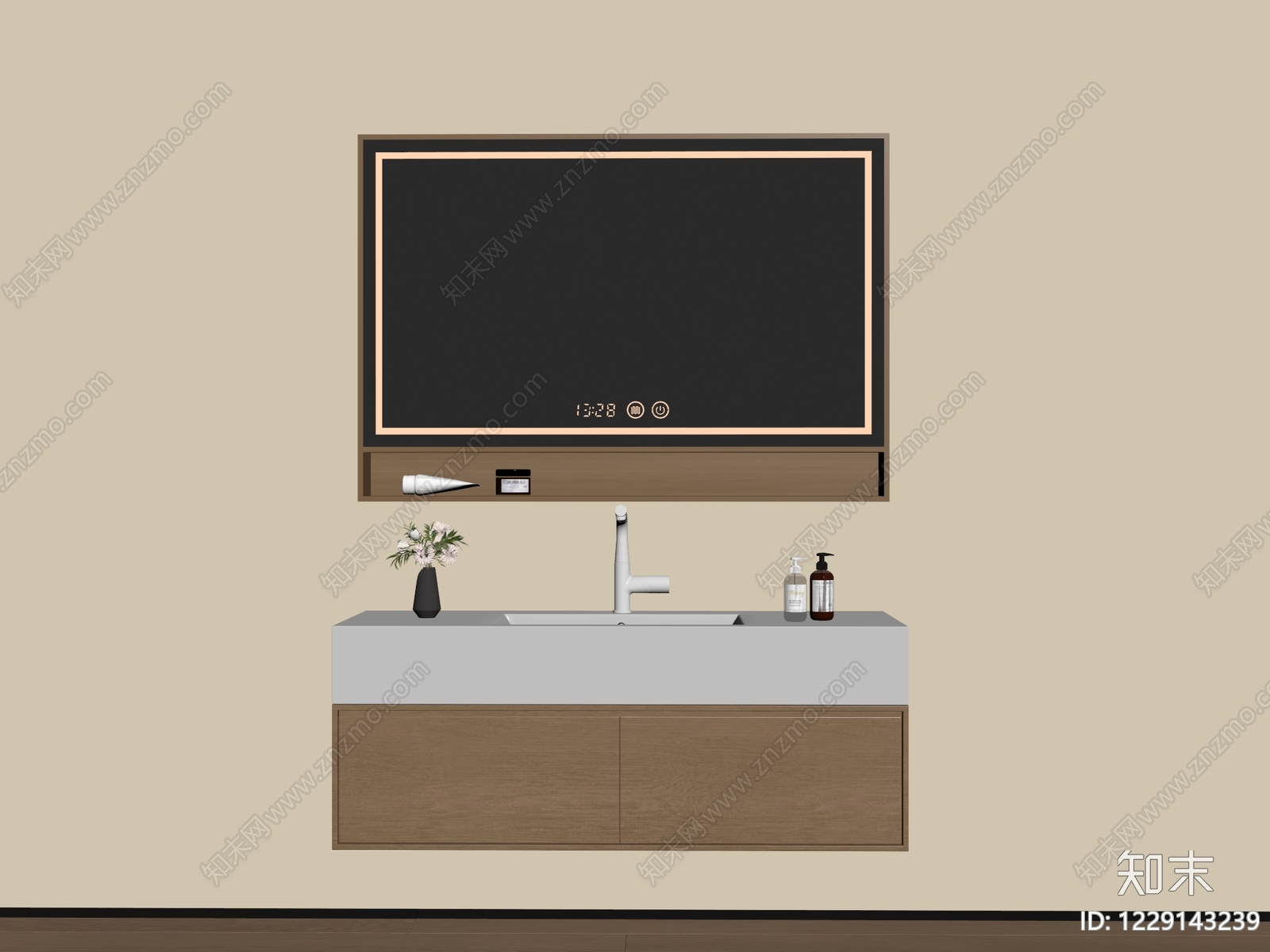 现代简约浴室柜SU模型下载【ID:1229143239】