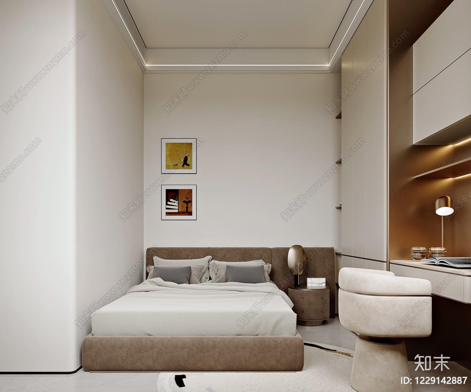 现代简约家居卧室3D模型下载【ID:1229142887】