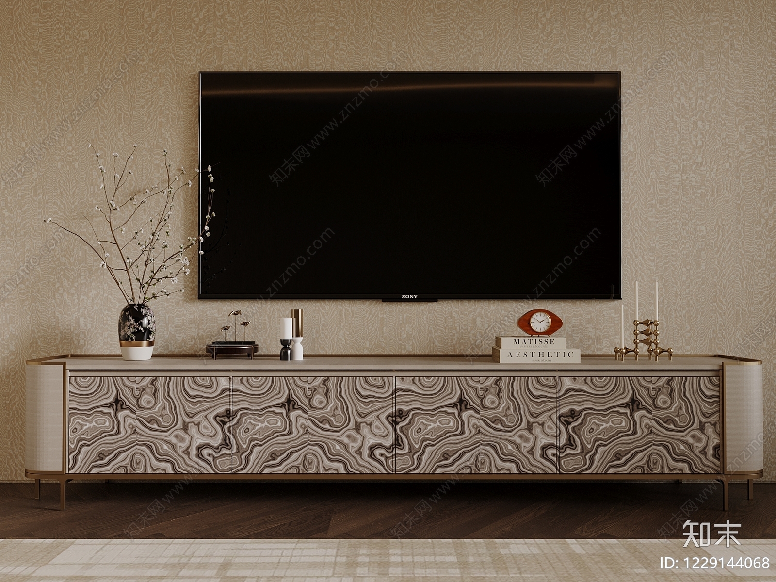轻奢电视柜3D模型下载【ID:1229144068】