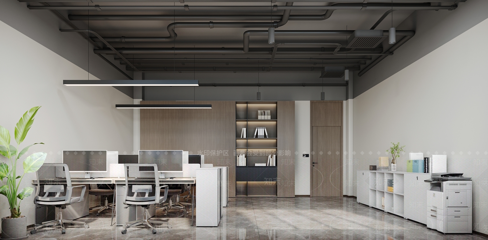 现代简约办公区3D模型下载【ID:1229154826】