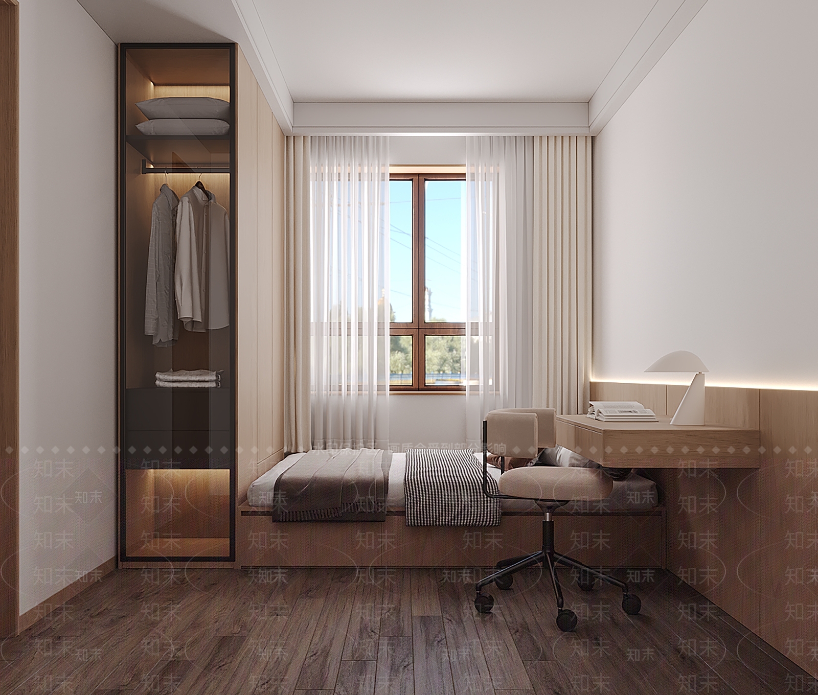 原木风榻榻米卧室3D模型下载【ID:1229154916】