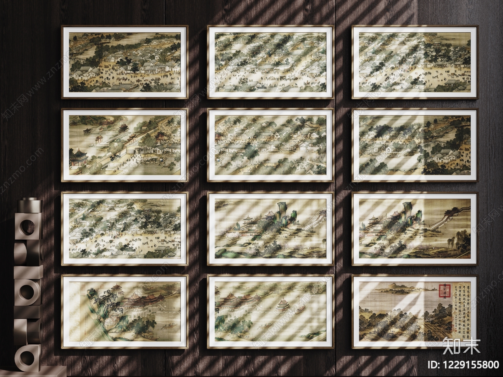 新中式挂画组合SU模型下载【ID:1229155800】