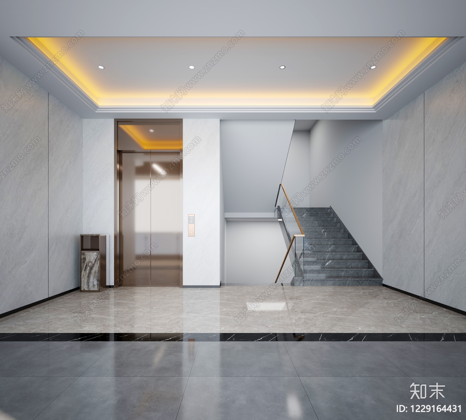 现代简约走廊3D模型下载【ID:1229164431】