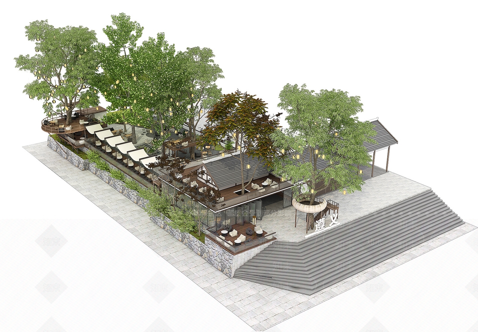 新中式景观酒吧3D模型下载【ID:1229167750】