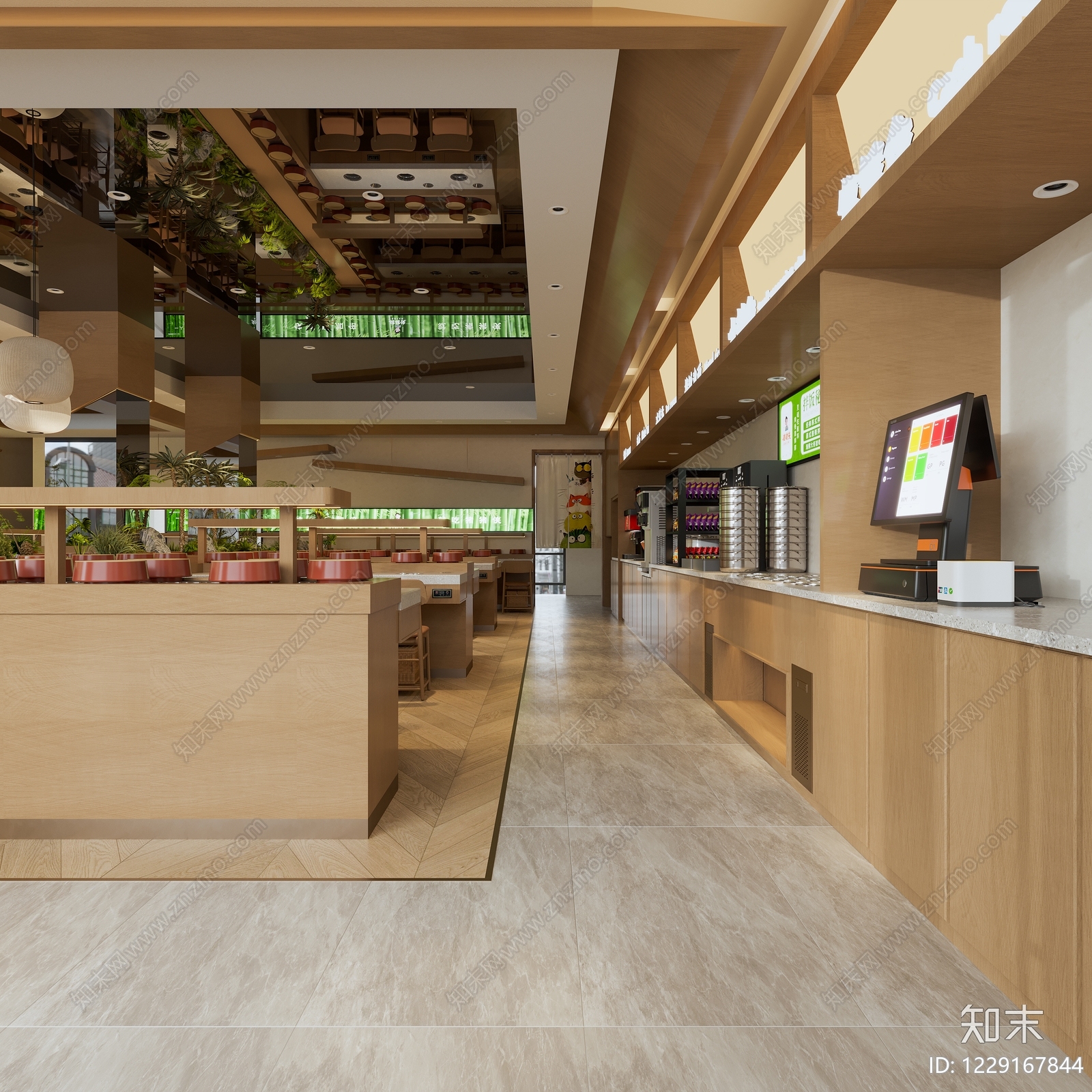 原木风自助餐厅3D模型下载【ID:1229167844】