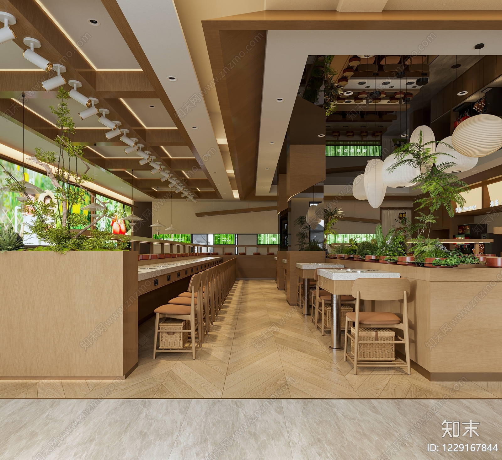 原木风自助餐厅3D模型下载【ID:1229167844】