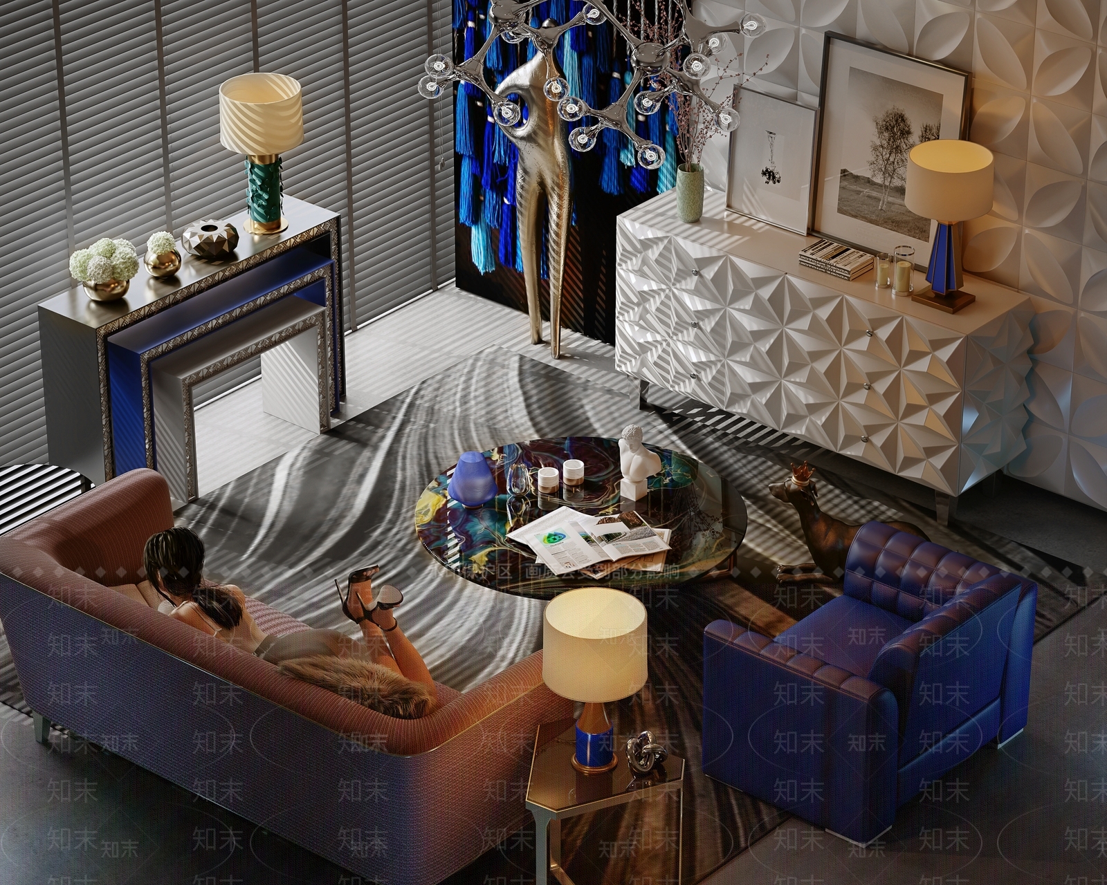 轻奢沙发组合3D模型下载【ID:1229170069】