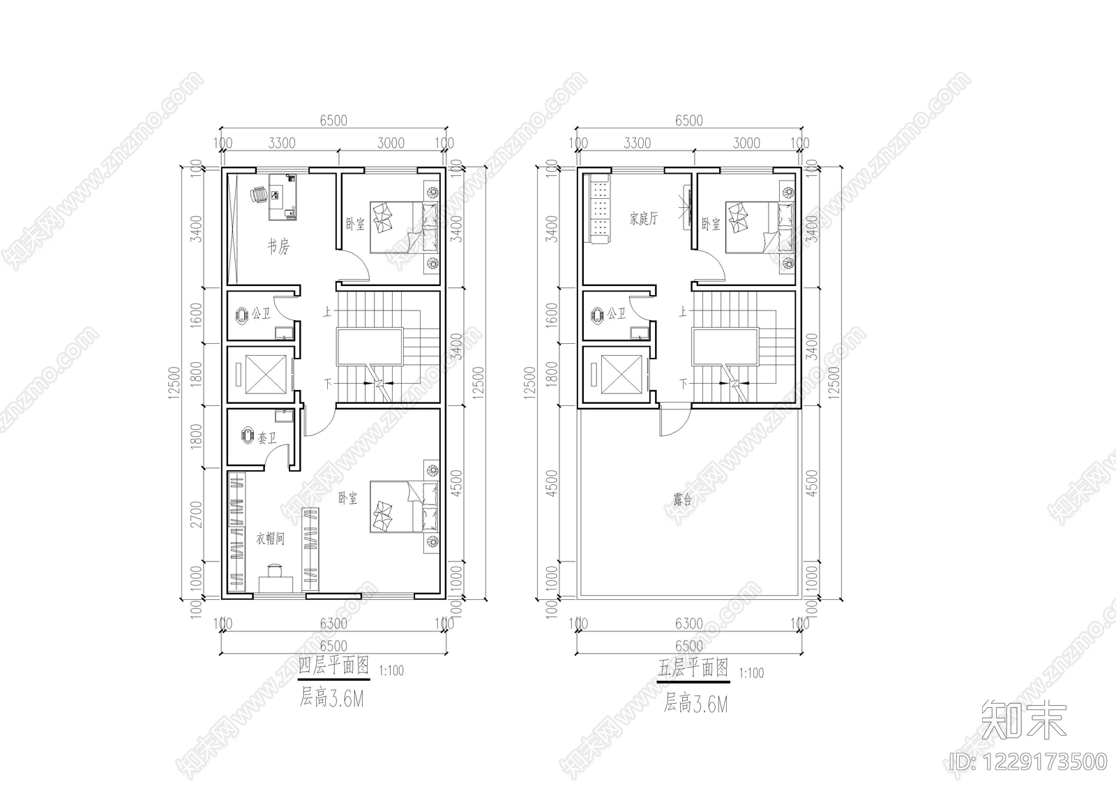 别墅建筑cad施工图下载【ID:1229173500】