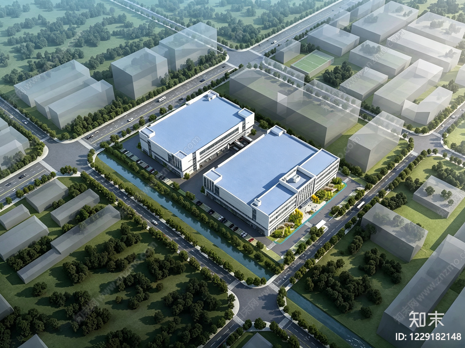 产业园建筑cad施工图下载【ID:1229182148】