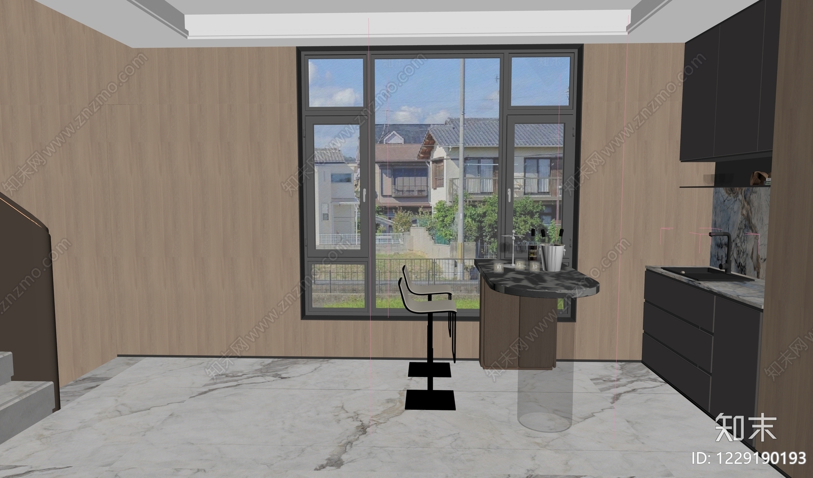 意式极简岛台餐厅3D模型下载【ID:1229190193】