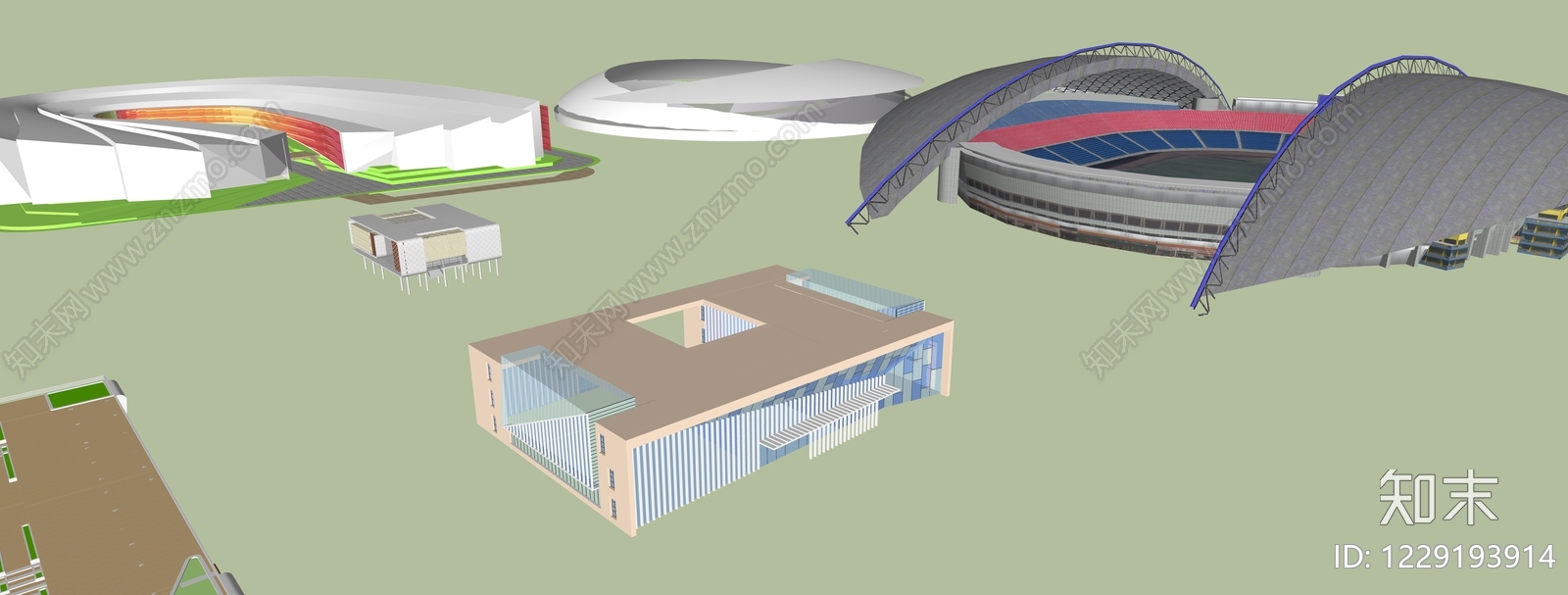 现代主义体育建筑SU模型下载【ID:1229193914】