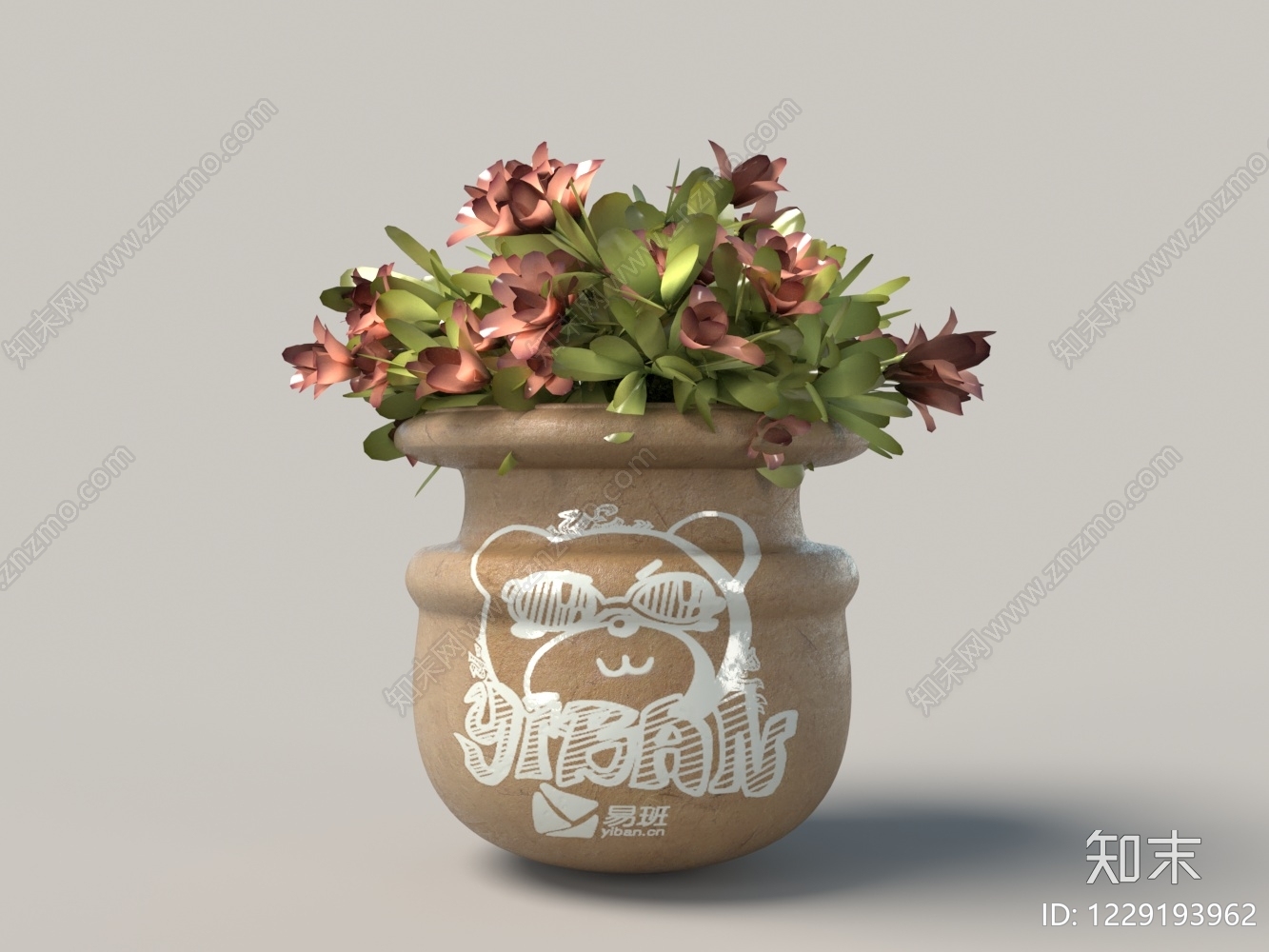 侘寂盆栽3D模型渲染效果图