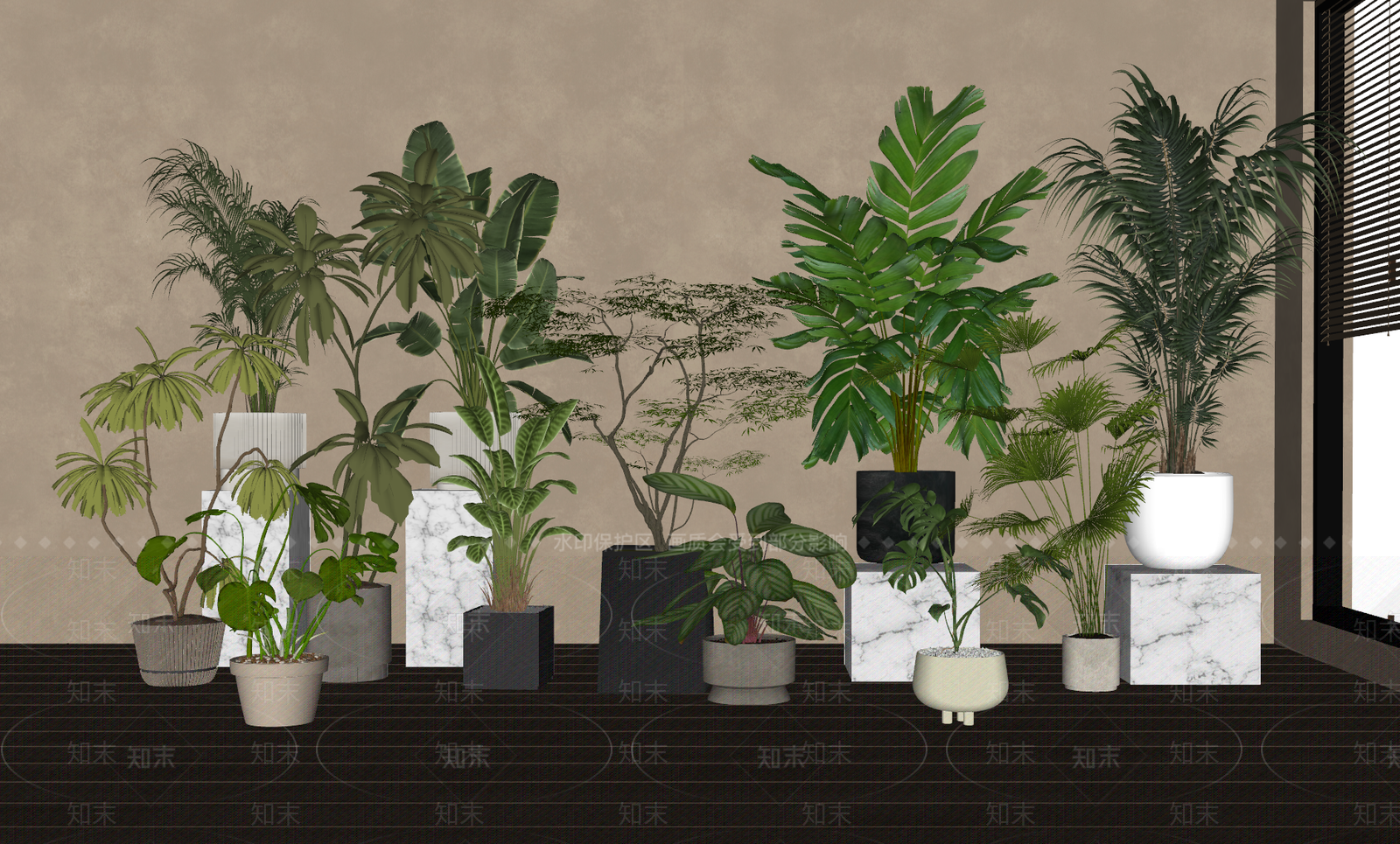 现代简约植物组合SU模型下载【ID:1229207077】