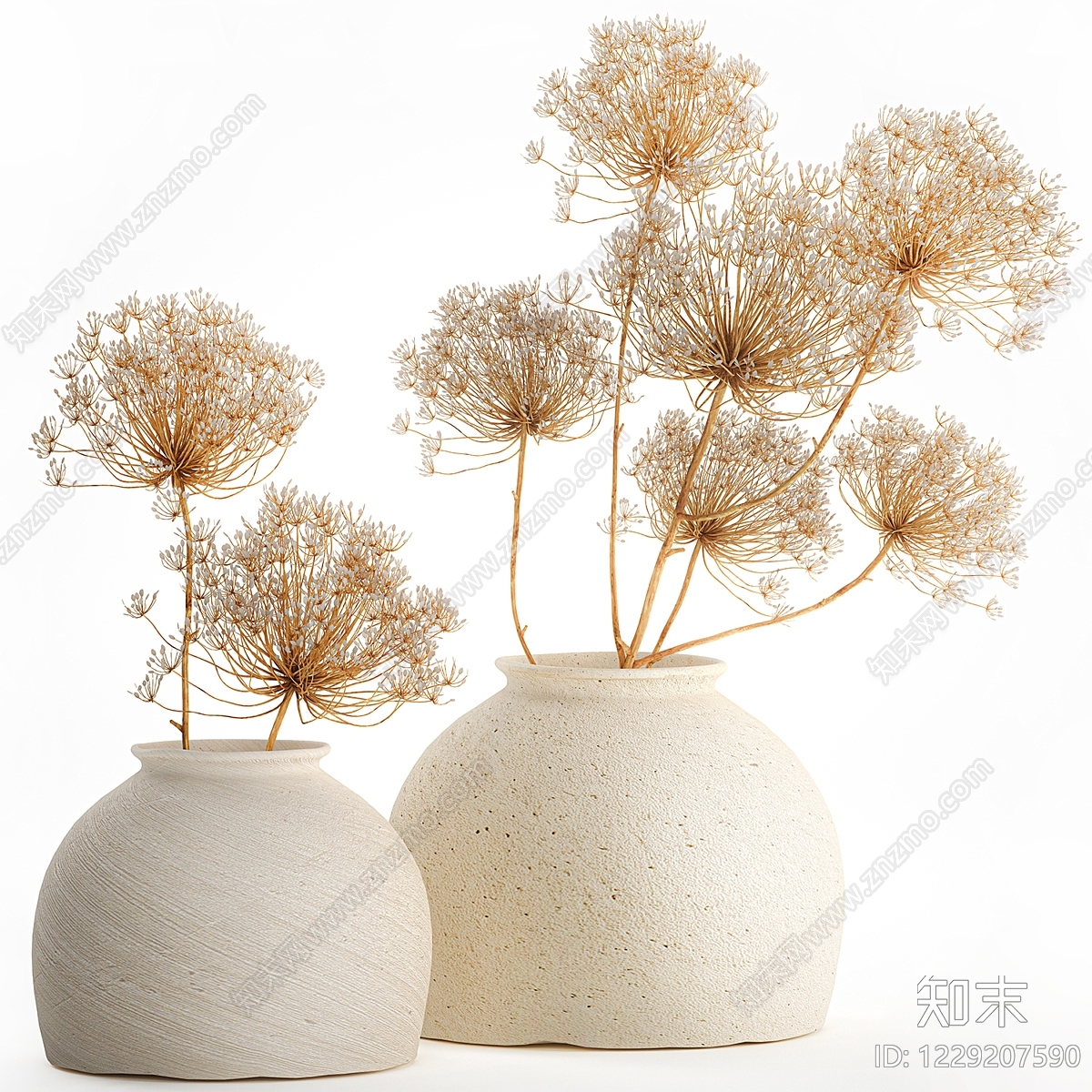 侘寂花艺3D模型下载【ID:1229207590】