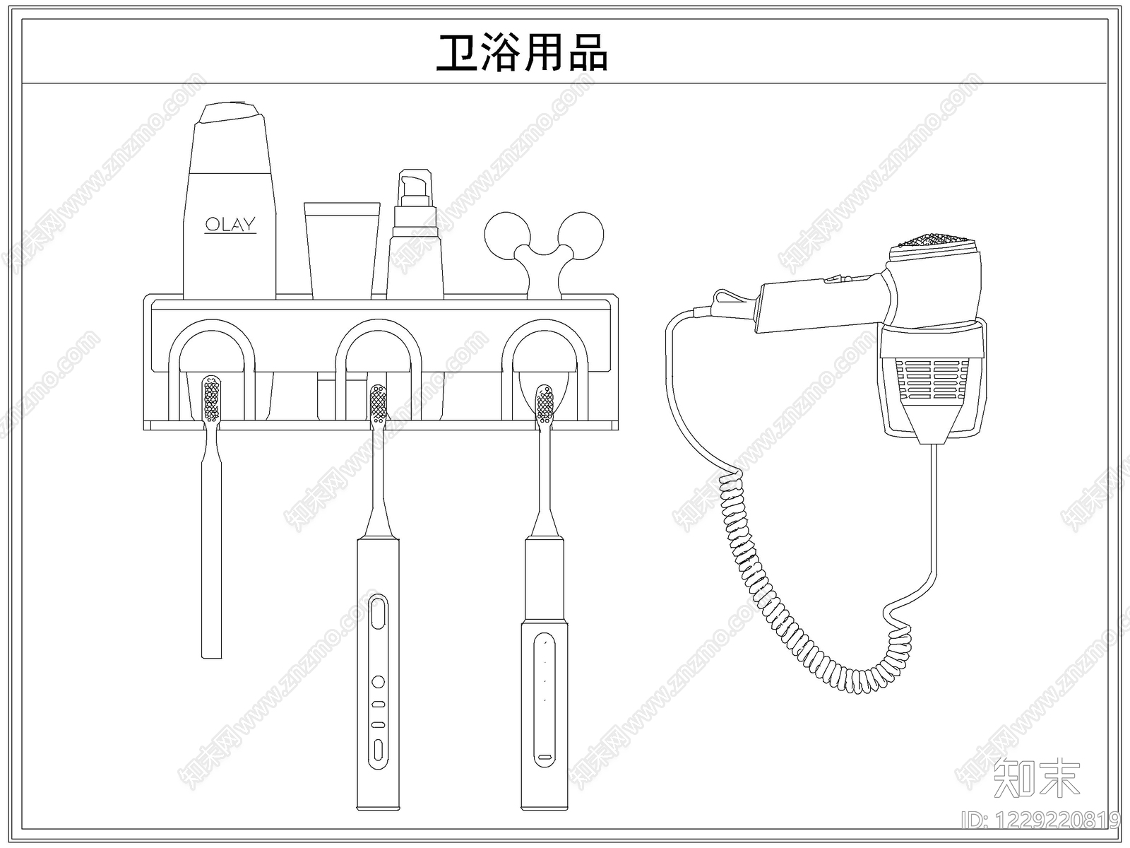 卫浴设施cad施工图下载【ID:1229220819】