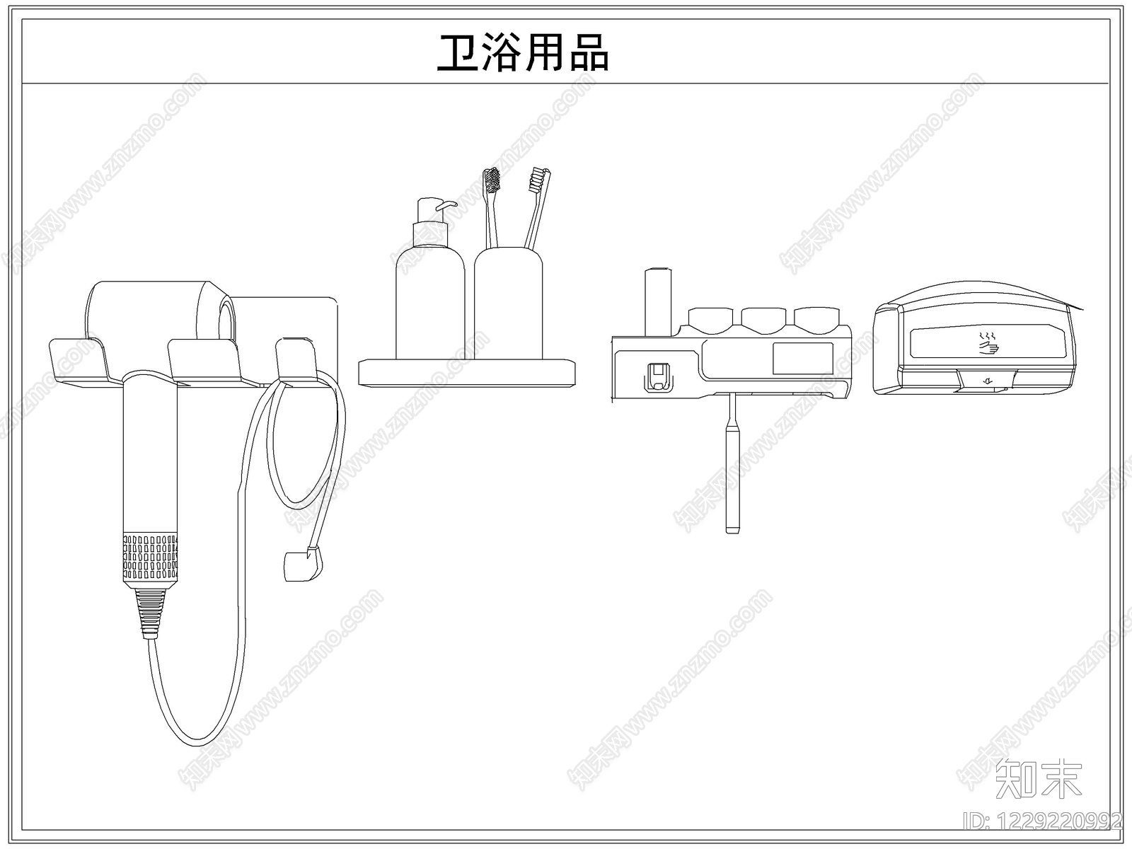 卫浴设施cad施工图下载【ID:1229220992】