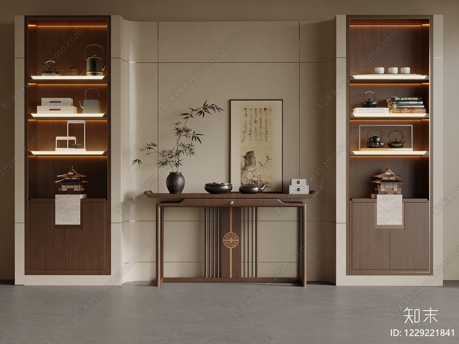新中式条案SU模型下载【ID:1229221841】