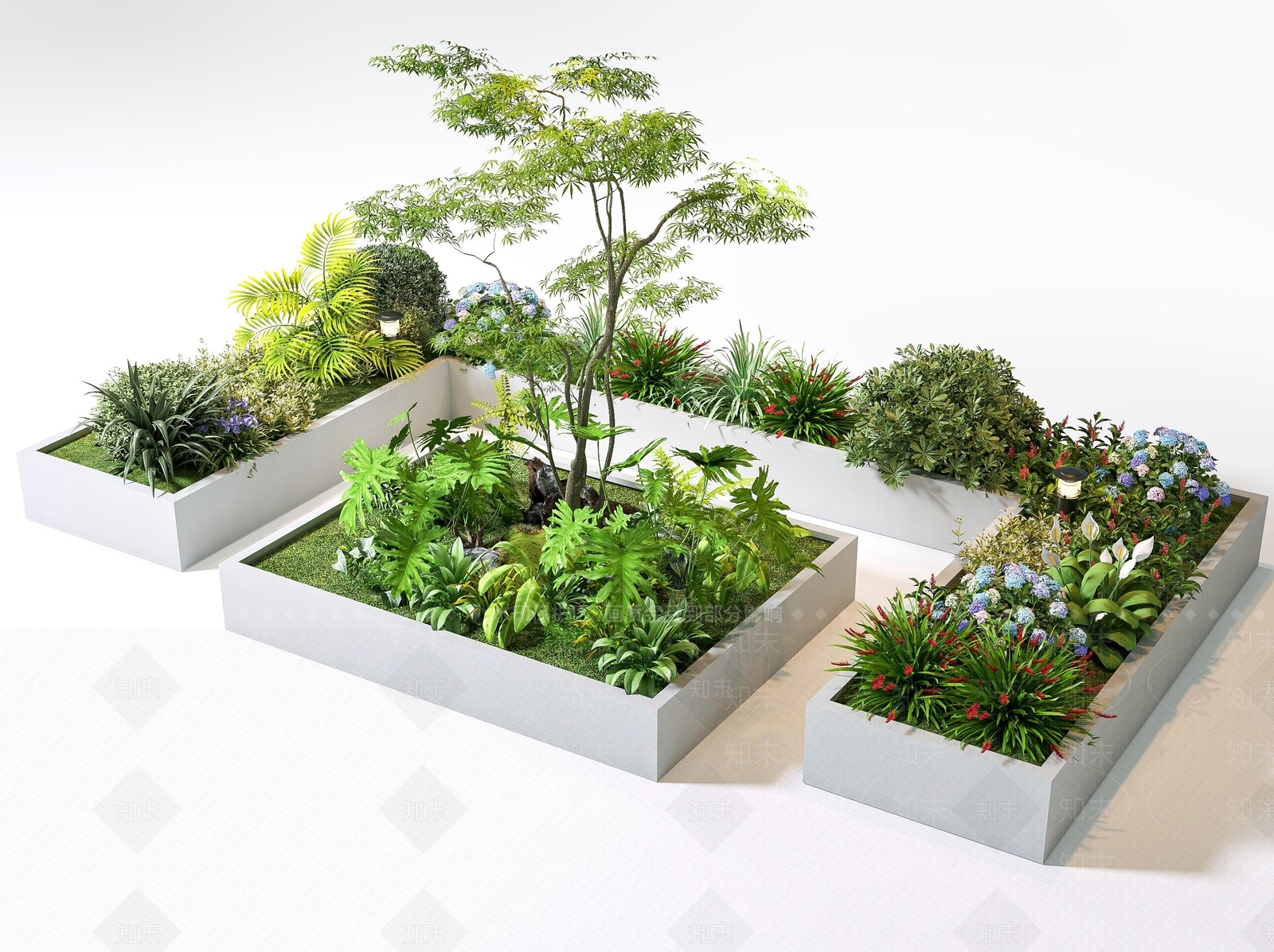 现代主义花钵花器SU模型草图