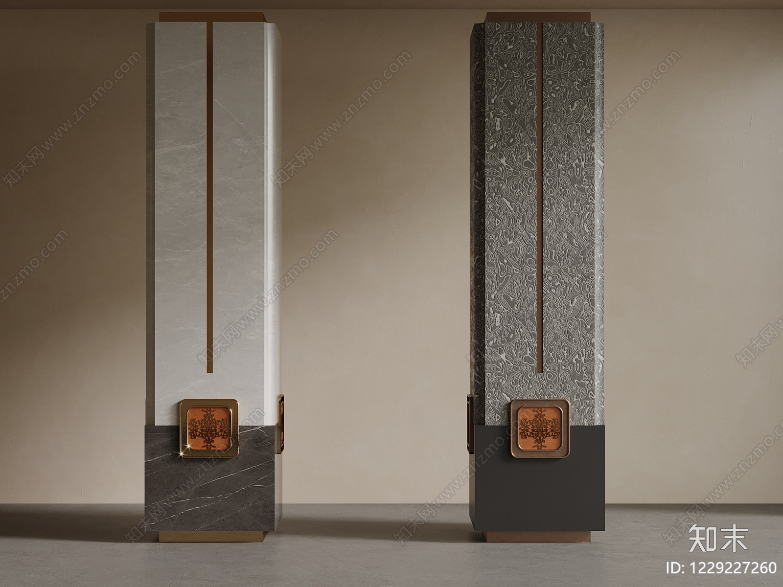 轻奢柱子3D模型下载【ID:1229227260】