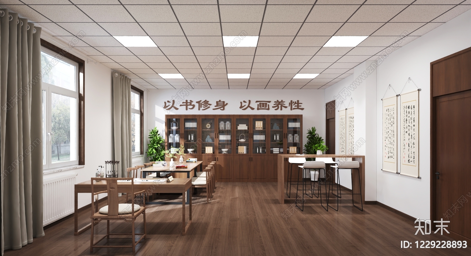 新中式活动室3D模型下载【ID:1229228893】