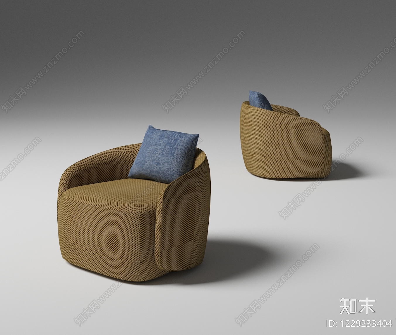 现代简约单人沙发3D模型渲染效果图