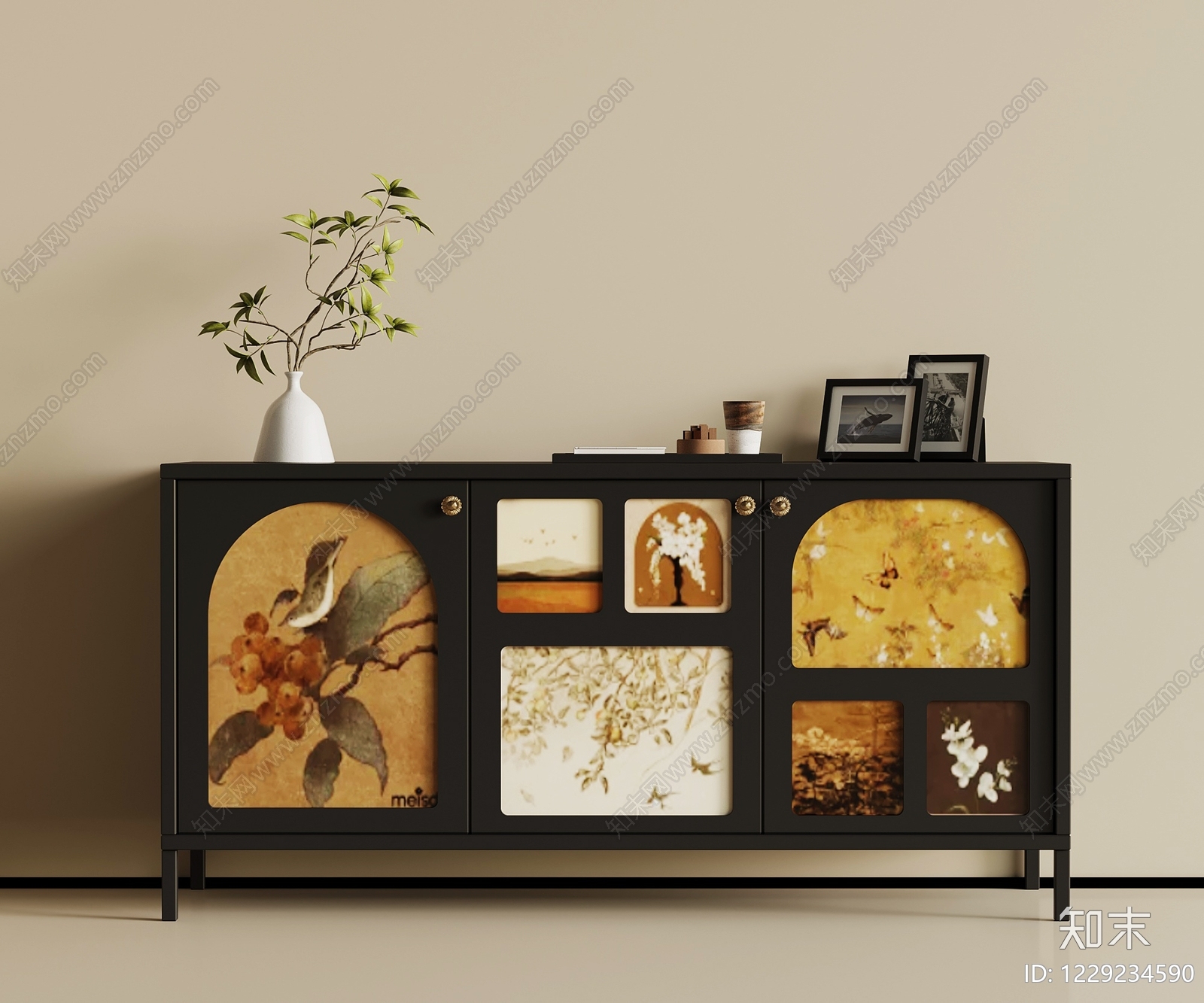 中古风玄关柜SU模型下载【ID:1229234590】