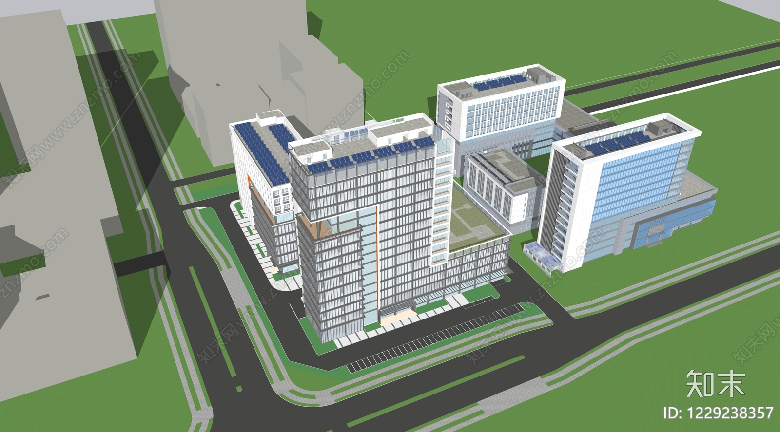 现代主义商场建筑SU模型下载【ID:1229238357】